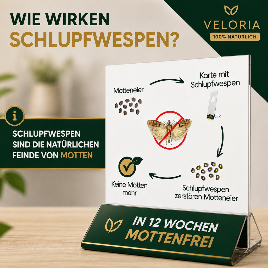 VELORIA Schlupfwespen gegen Kleidermotten – Anwendung im Kleiderschrank