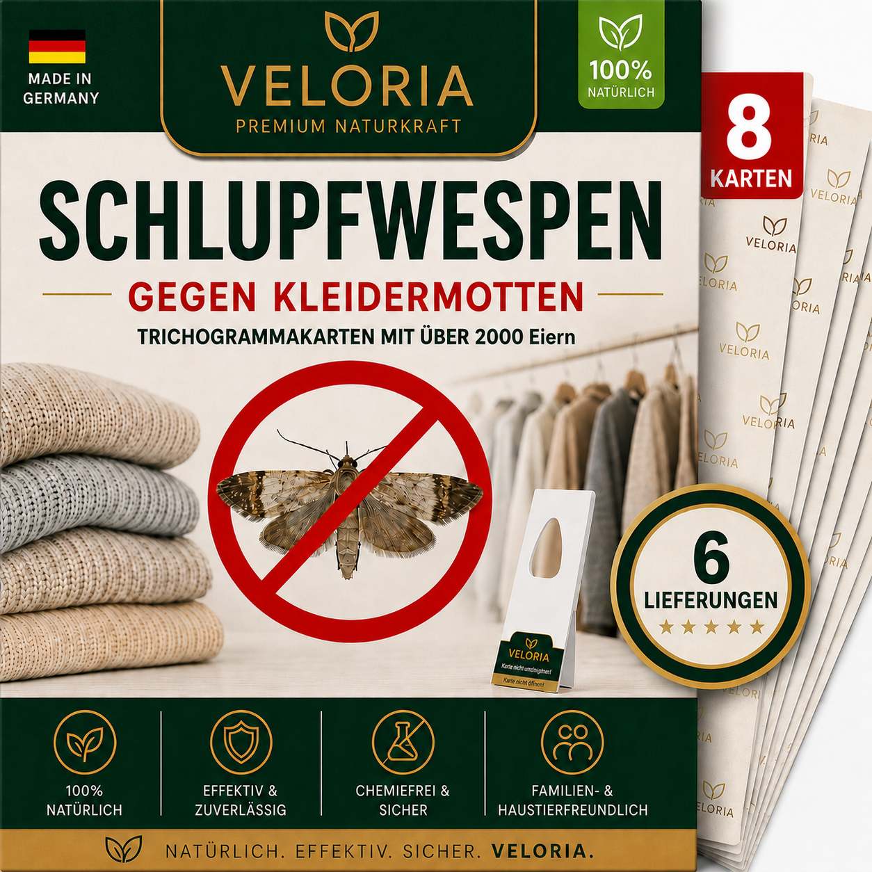 8 Karten, 6 Lieferungen