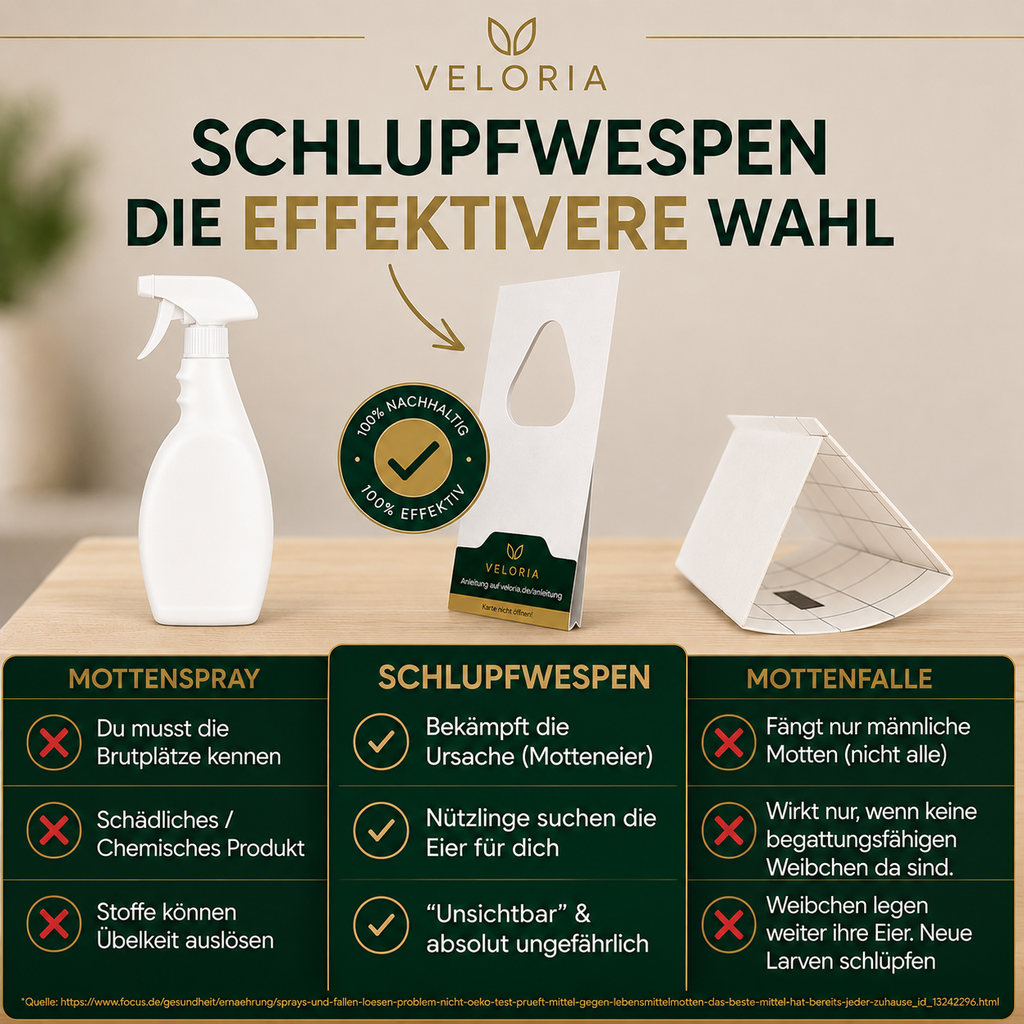 VELORIA Schlupfwespen gegen Lebensmittelmotten – Detailansicht