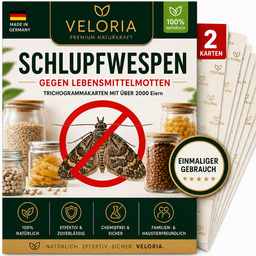 VELORIA Schlupfwespen gegen Lebensmittelmotten – 2 Karten, 1 Lieferung