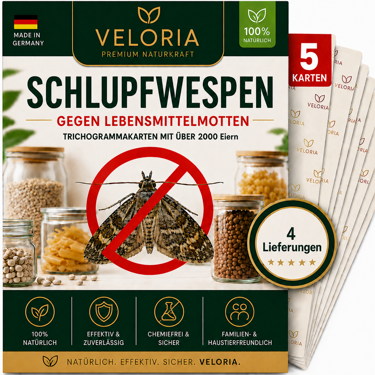 5 Karten, 4 Lieferungen