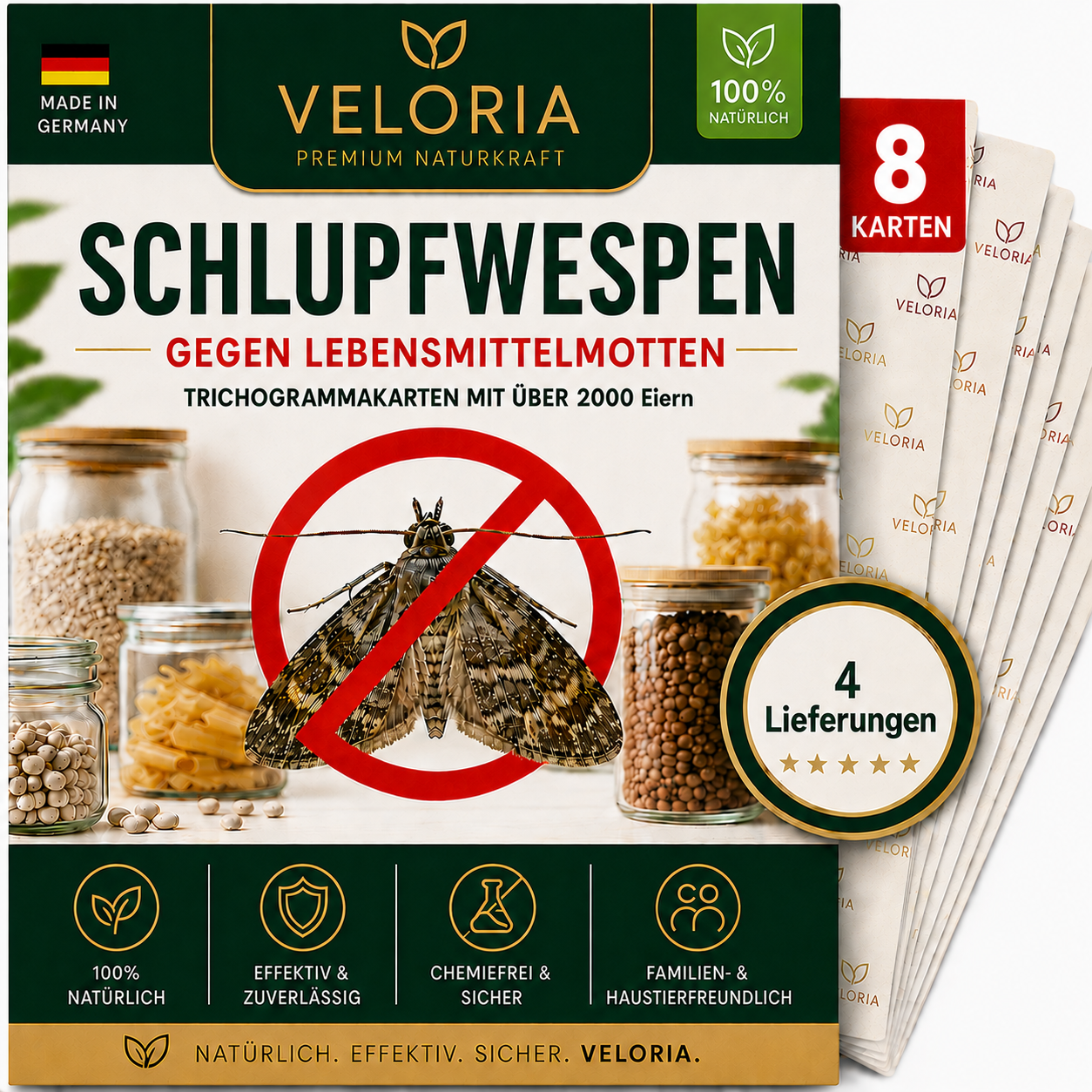 8 Karten, 4 Lieferungen