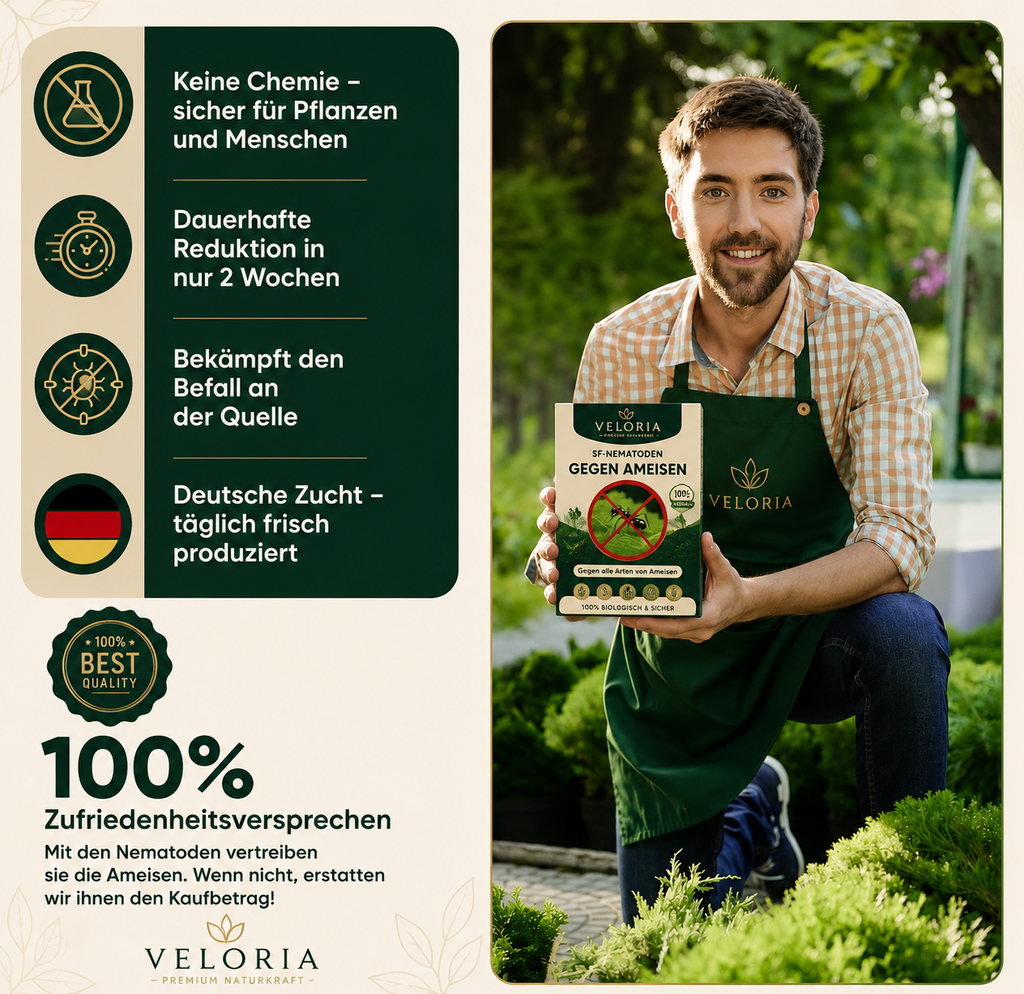VELORIA SF-Nematoden gegen Ameisen – umweltfreundlich und chemiefrei